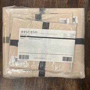 West Elm Shell Pink Organic Washed Cotton Sham and Duvet Bedding Set Full/Queen